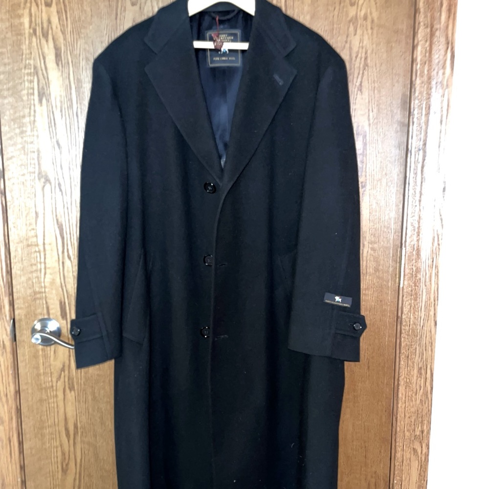 New black full length wool trench coat
